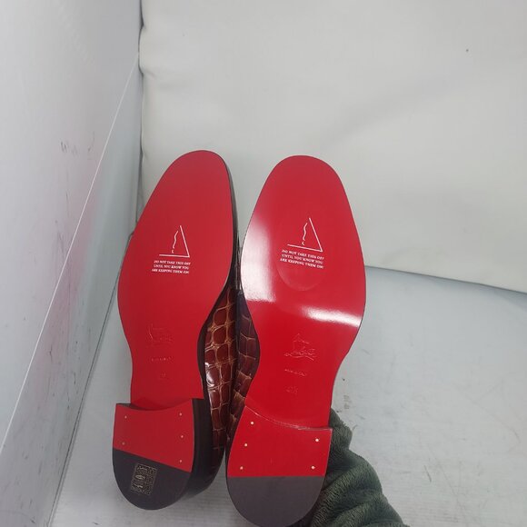 Christian Louboutin MENS Brown Chambelimoc Ali Crocodile Loafer - Picture 2 of 9